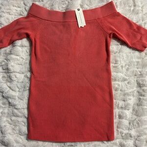 Anthropologie Coral Off-Shoulder Sweater
